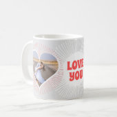 Love You Radiating Hearts Bruiloft Typografie Koffiemok (Voorkant links)