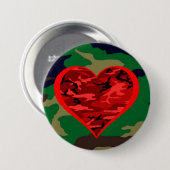 Love You Red Camo Heart Militaire Valentijn Button (Voorkant /achterkant)
