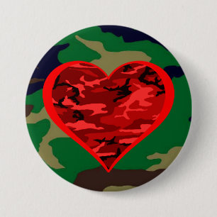 Love You Red Camo Heart Militaire Valentijn Button