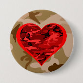 Love You Red Camo Heart Militaire Valentijn Button (Voorkant)