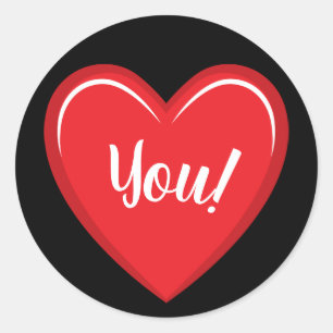 Love You Red Heart Sticker op Solid Black