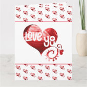 Love You Red Heart Valentijn Folded Hartelijk dank Bedankkaart (Voorkant)