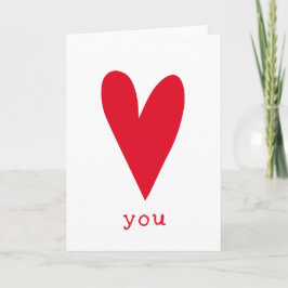 Love You Red Heart Valentine's Day Feestdagen Kaart