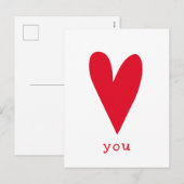 Love You Red Heart Valentine's Day Feestdagenkaart (Voorkant / Achterkant)