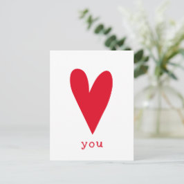 Love You Red Heart Valentine's Day Feestdagenkaart