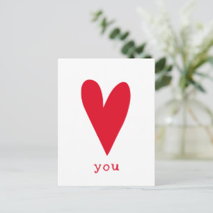 Love You Red Heart Valentine's Day Feestdagenkaart