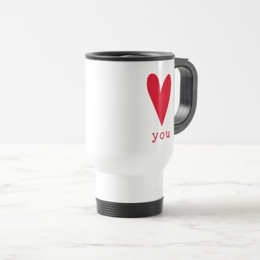 Love You Red Heart Valentine's Day Reisbeker (Voorkant rechts)