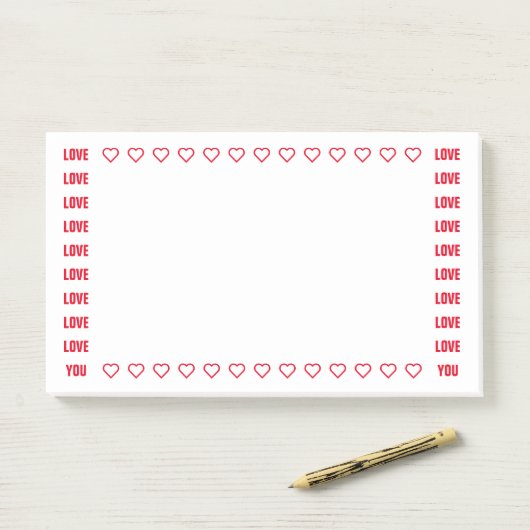 Love You Red Hearts Romantische Note Sjabloon (Op bureau)