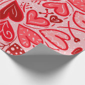 Love You Red Hearts Valentijn Gift Cadeaupapier (Hoek)