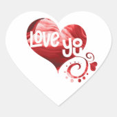 Love You Red Marble Heart Valentijn Heart Sticker (Voorkant)
