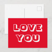 Love You red white bold typografie modern Briefkaart (Voorkant / Achterkant)