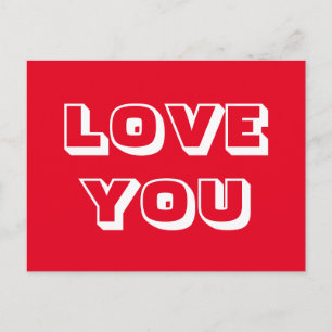 Love You red white bold typografie modern Briefkaart