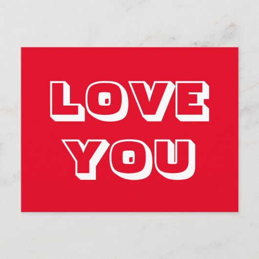 Love You red white bold typografie modern Briefkaart (Voorkant)