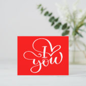 Love You Red White Heart Wedding Verloving Briefkaart (Staand voorkant)