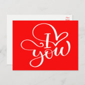 Love You Red White Heart Wedding Verloving Briefkaart (Voorkant / Achterkant)