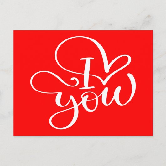Love You Red White Heart Wedding Verloving Briefkaart (Voorkant)