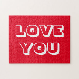 Love You red white modern bold typografie Legpuzzel