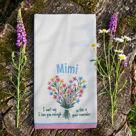 Love You Reminder Keuken Handdoek - Boeket (Roze)