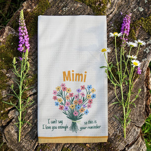 Love You Reminder Keukenhanddoek - Boeket (Geel)