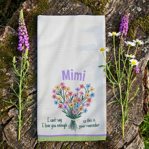 Love You Reminder Keukenhanddoek - Boeket (Groen)