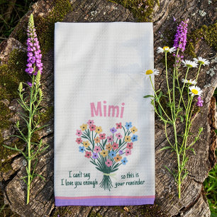 Love You Reminder Keukenhanddoek - Boeket (Paars)