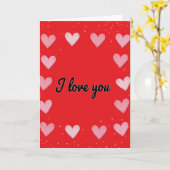 Love You Rode Harten Patroon Kaart (Gele Bloem)