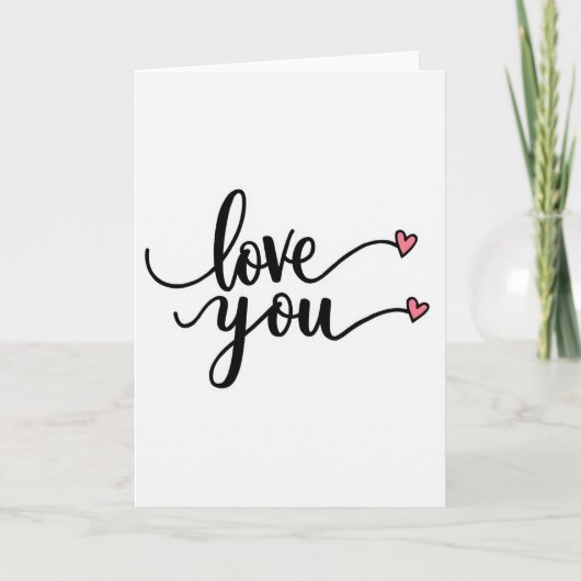 Love You Roze Harten Script Gladde Kaart (Voorkant)