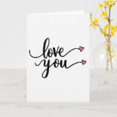 Love You Roze Harten Script Gladde Kaart (Gele Bloem)