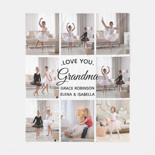 Love You Schattige Cadeau voor oma 8-foto Custom Fleece Deken (Voorkant)