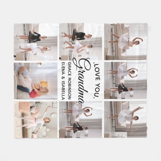 Love You Schattige Cadeau voor oma 8-foto Custom Fleece Deken (Voorkant (Horizontaal))