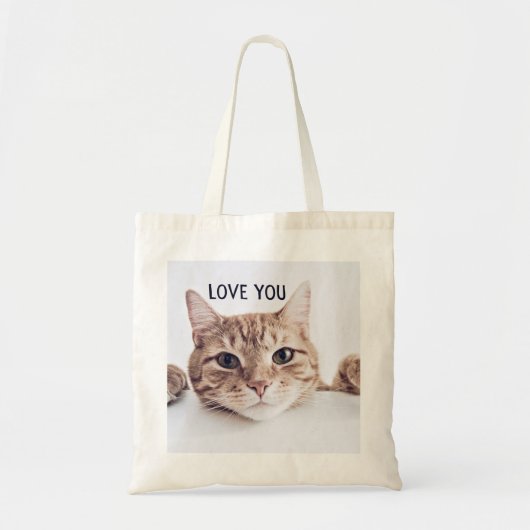 "Love You" Schattigee Cat Canvas tas (Voorkant)
