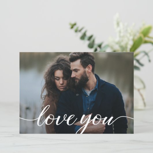 Love You Script Aangepaste foto en digitaal afdruk Kaart (Staand voorkant)