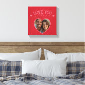 Love You Script & Heart Foto in het rood Canvas Afdruk (Insitu (Slaapkamer))