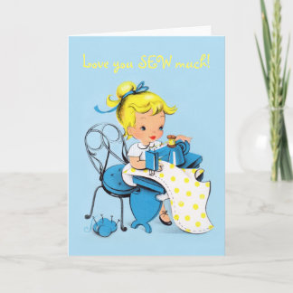 Love You SEW Much - Valentijn Card - naaimeisje Feestdagen Kaart