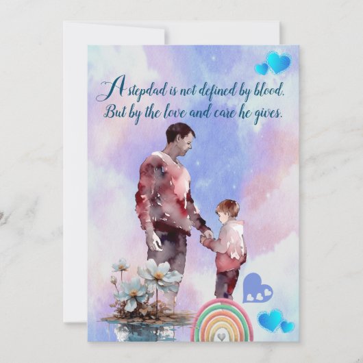 Love You Stepdad Blue Smoky Sky Cloud Regenboog Sc Feestdagenkaart (Voorkant)