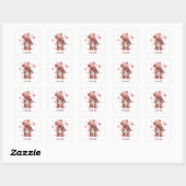 Love You Teddy met Viool Vierkante Sticker (Vel)