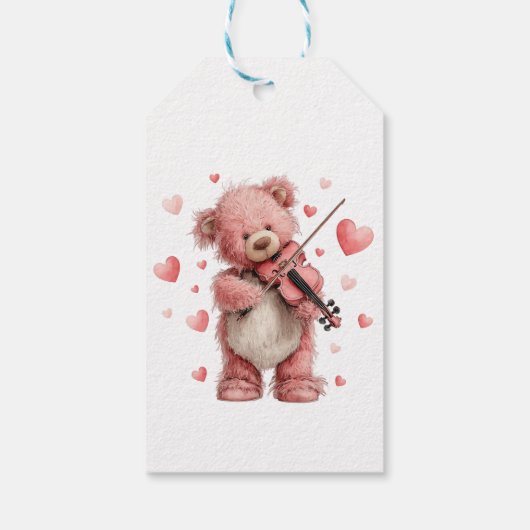 Love You Teddy with Violin Cadeaulabel (Achterkant)