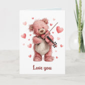 Love You Teddy with Violin Kaart (Voorkant)