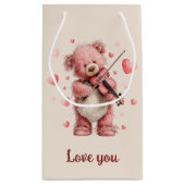 Love You Teddy with Violin Klein Cadeauzakje (Achterkant)
