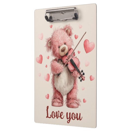 Love You Teddy with Violin Klembord (Links)