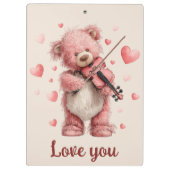 Love You Teddy with Violin Klembord (Achterkant)