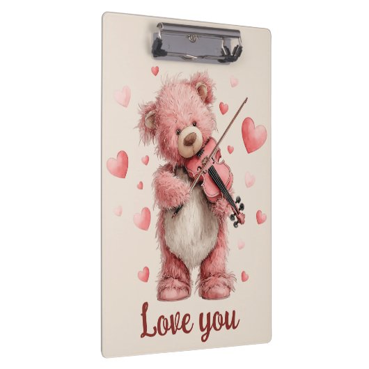 Love You Teddy with Violin Klembord (Rechts)