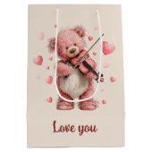 Love You Teddy with Violin Medium Cadeauzakje (Achterkant)