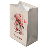 Love You Teddy with Violin Medium Cadeauzakje (Achterkant Gekanteld)