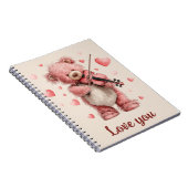 Love You Teddy with Violin Notitieboek (Rechterzijde)