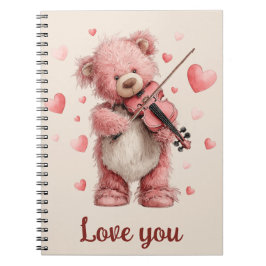 Love You Teddy with Violin Notitieboek