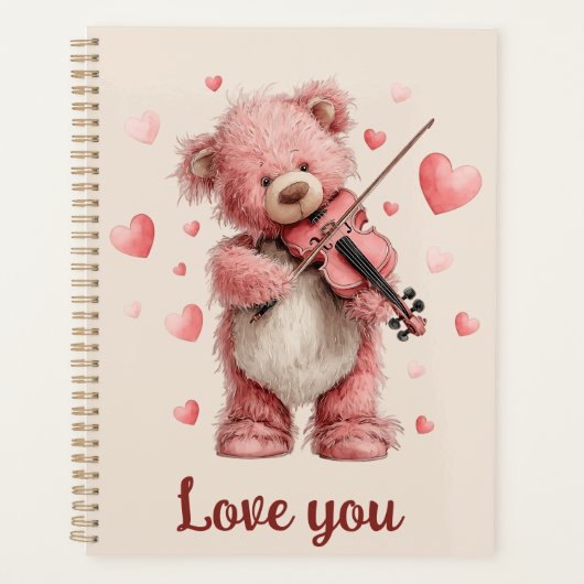 Love You Teddy with Violin Planner (Voorkant)