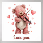 Love You Teddy with Violin Poster (Voorkant)