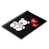 Love You Teddybeer en harten, gepersonaliseerd Notitieboek (Linkerzijde)