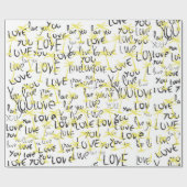 Love You Text Pattern Creative Typography Cadeaupapier (Vlak)